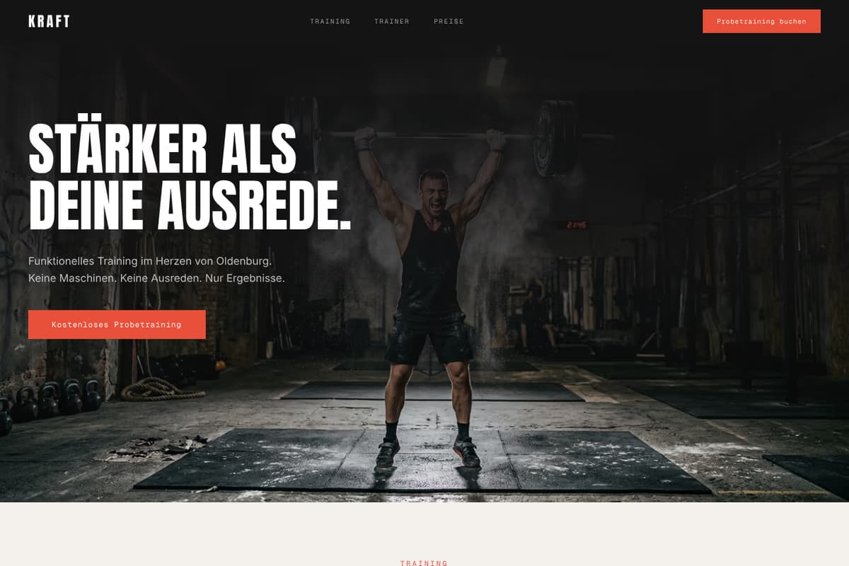 Fitnessstudio Website-Beispiel