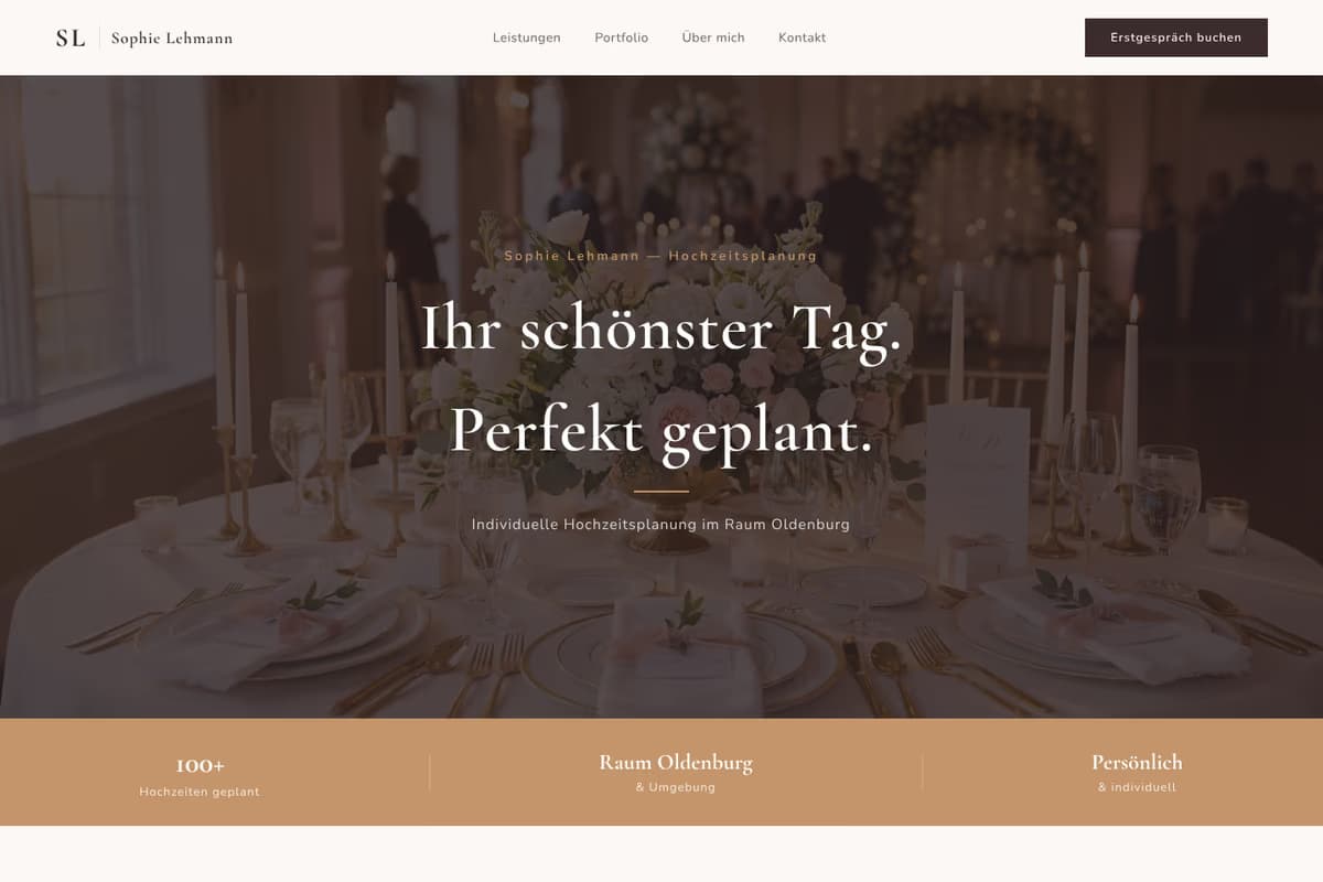 Hochzeitsplanung Website-Beispiel