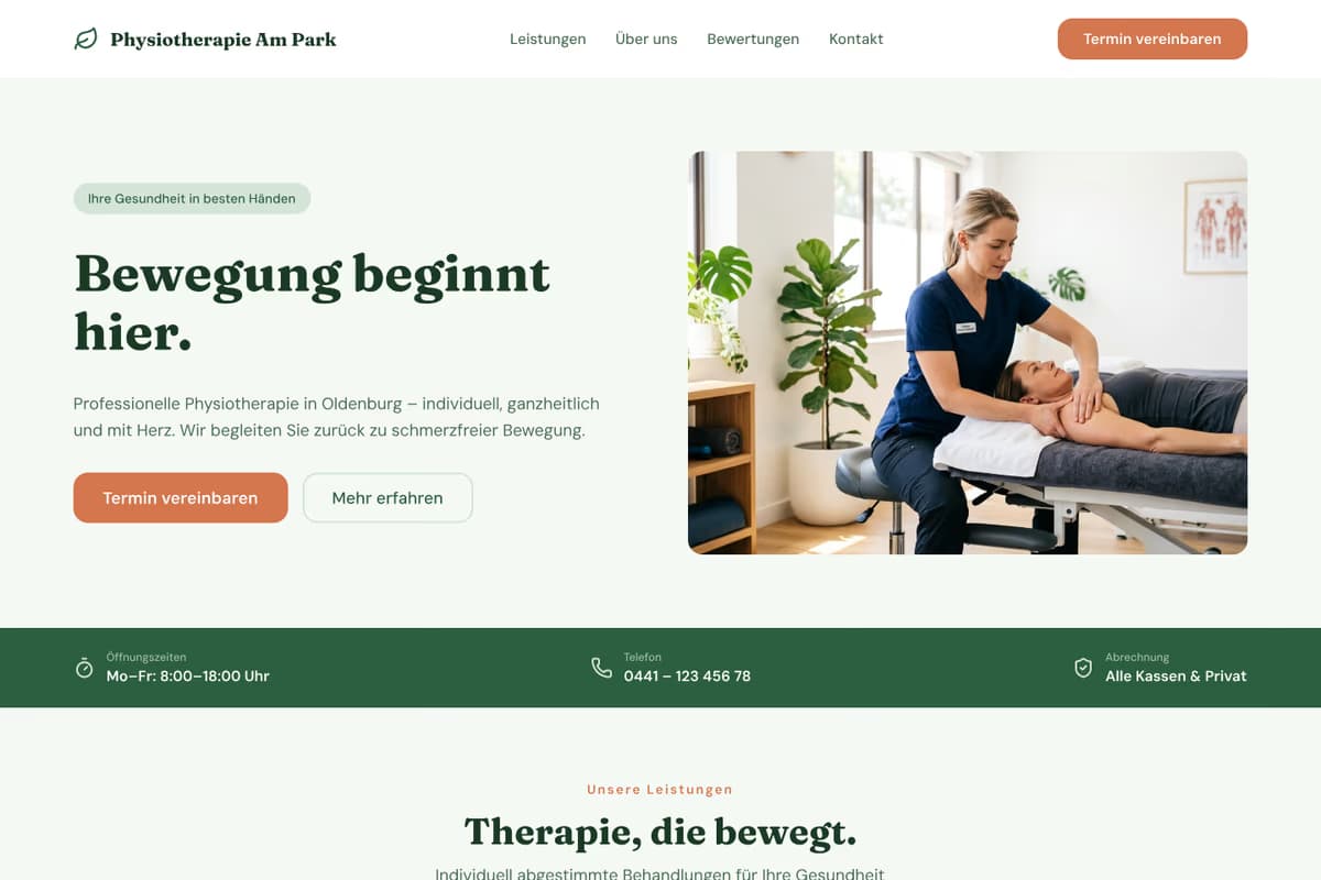Physiotherapie Website-Beispiel
