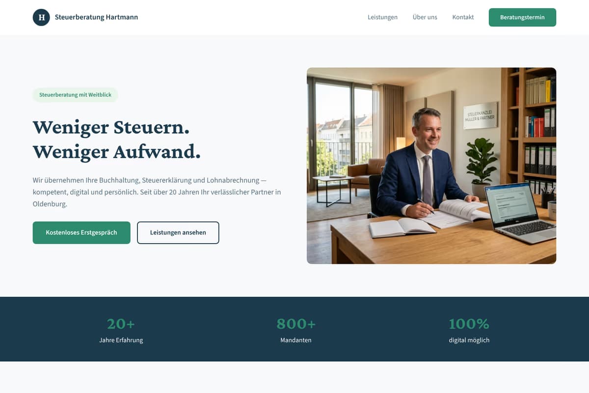 Steuerberater Website-Beispiel