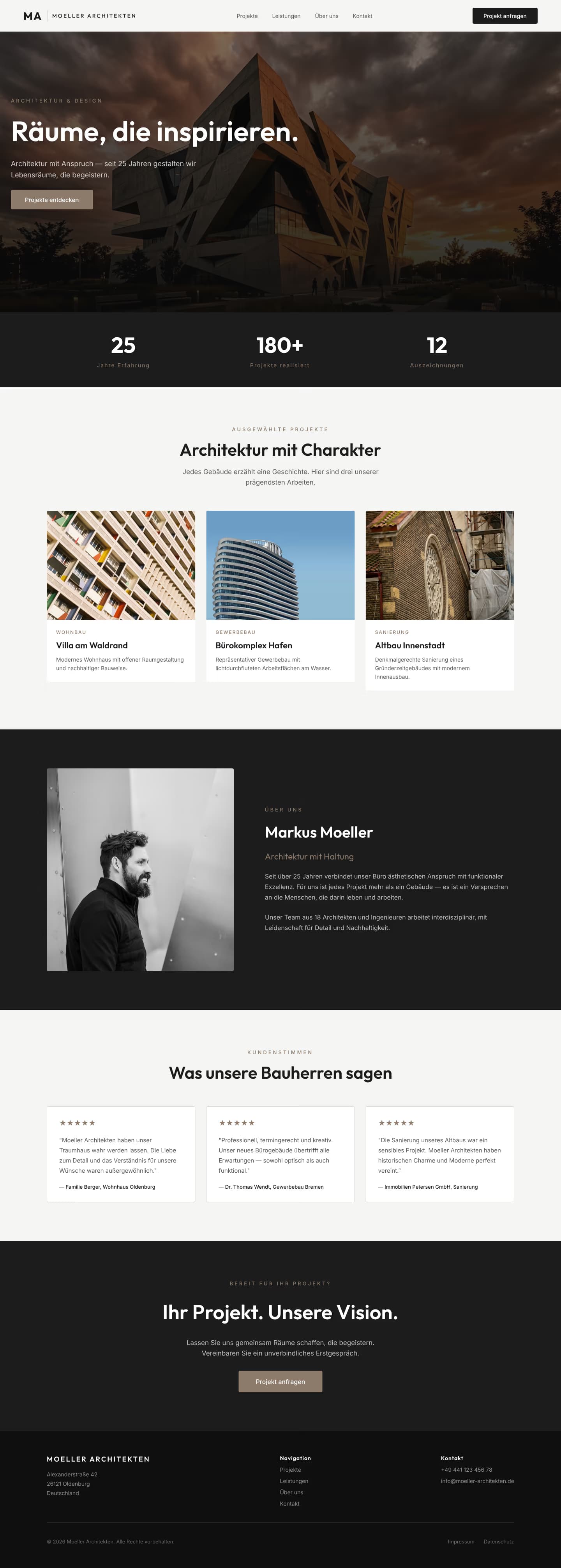 Architekten Website komplett