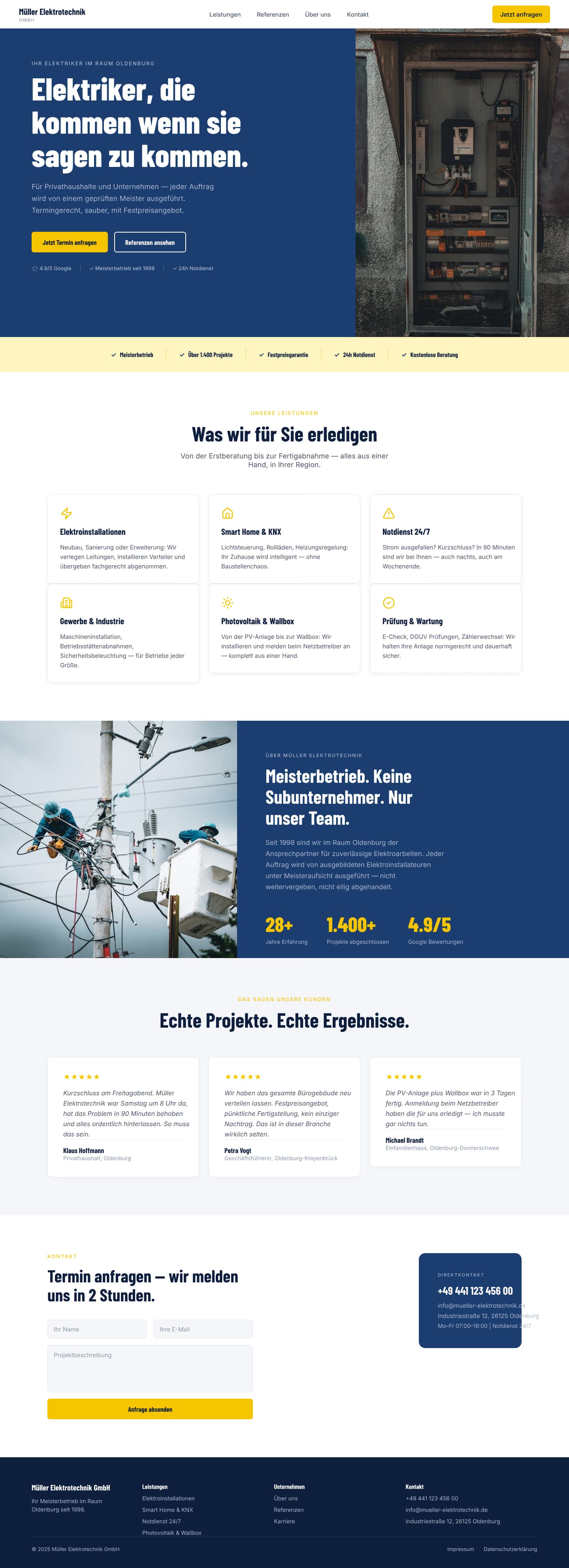 Elektriker Website komplett