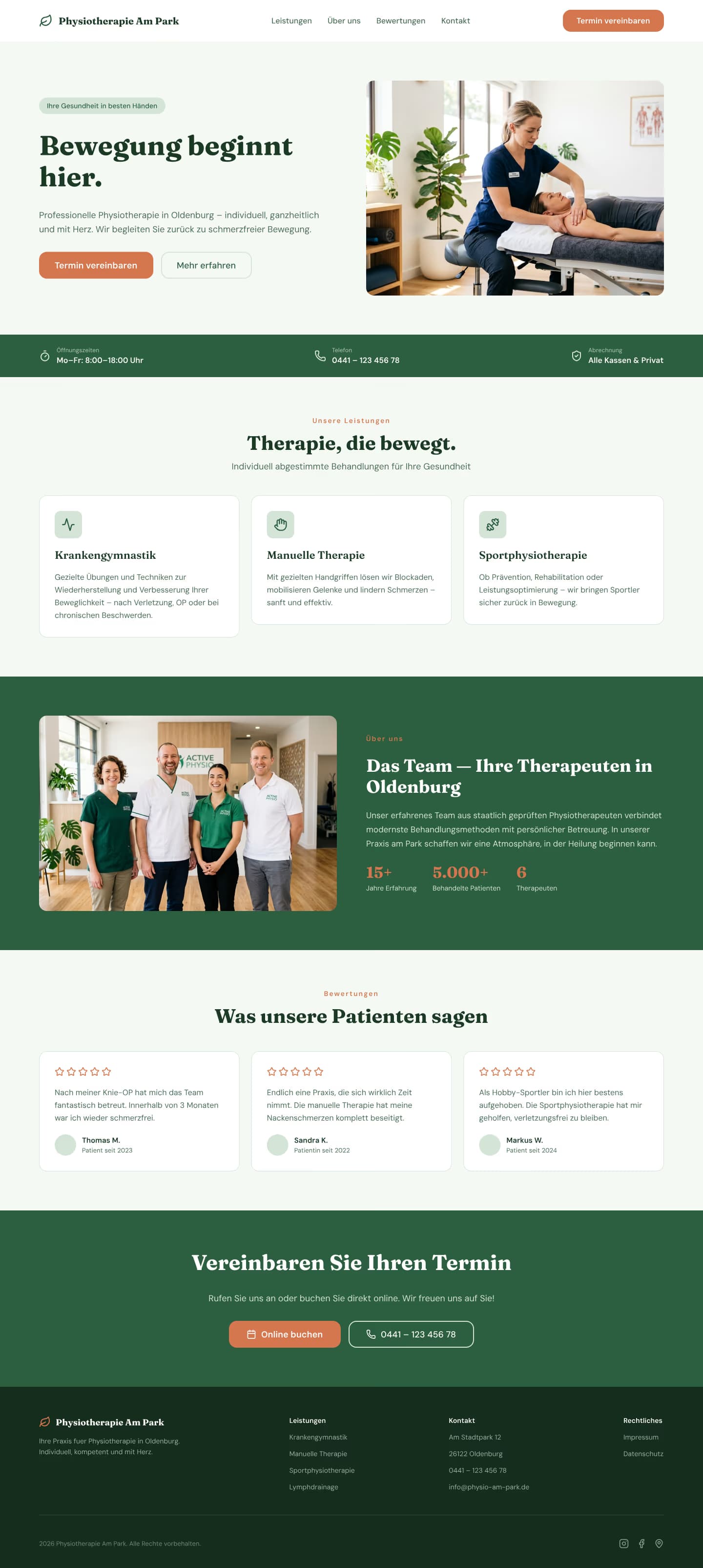 Physiotherapie-Praxen Website komplett