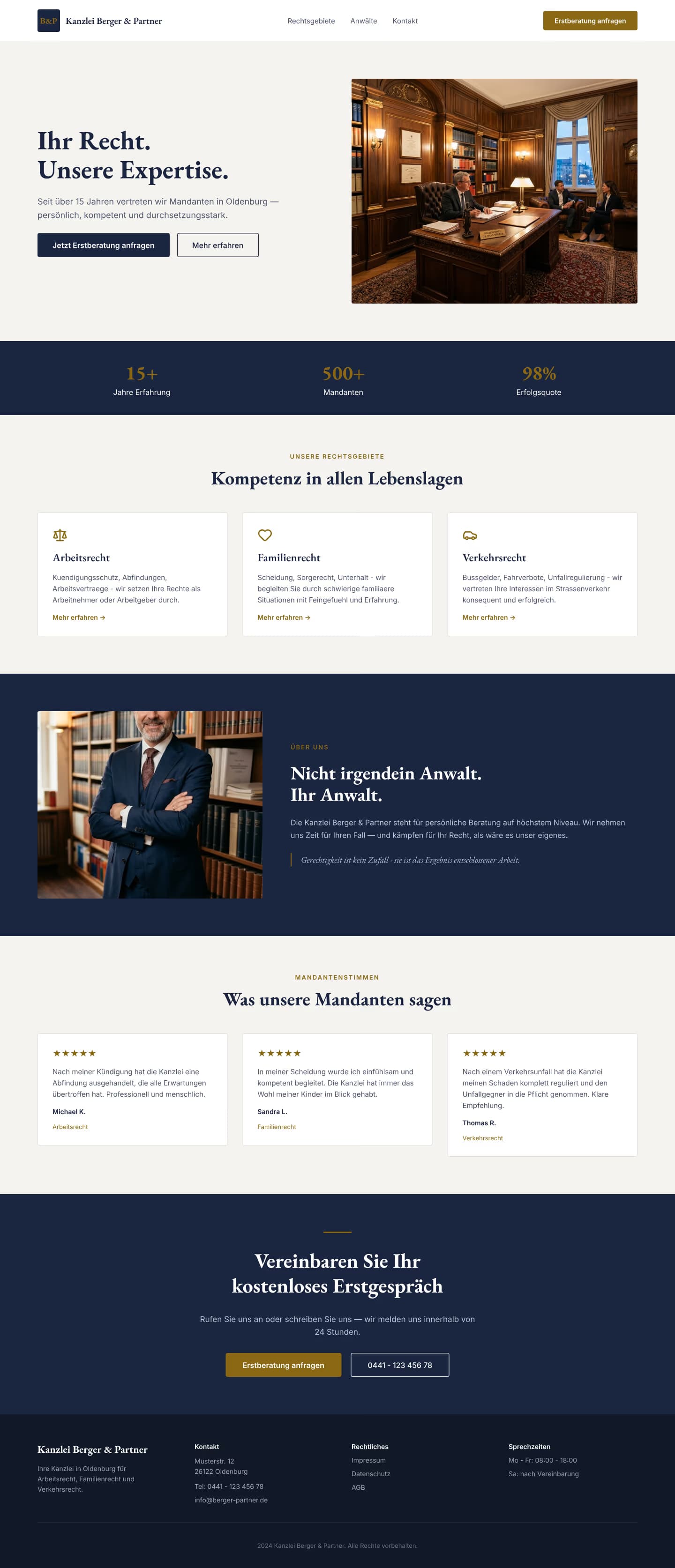Rechtsanwälte Website komplett