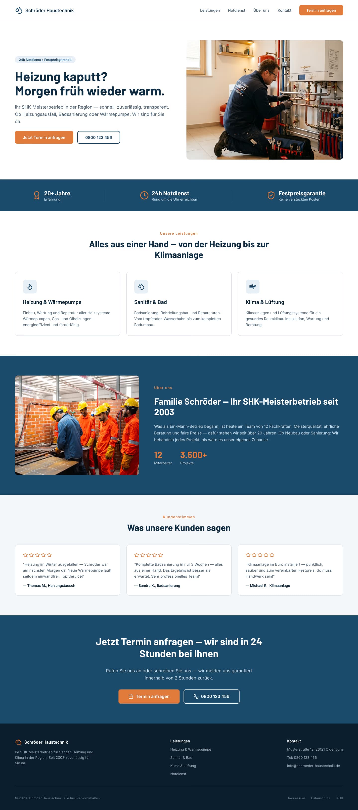 SHK-Betriebe Website komplett