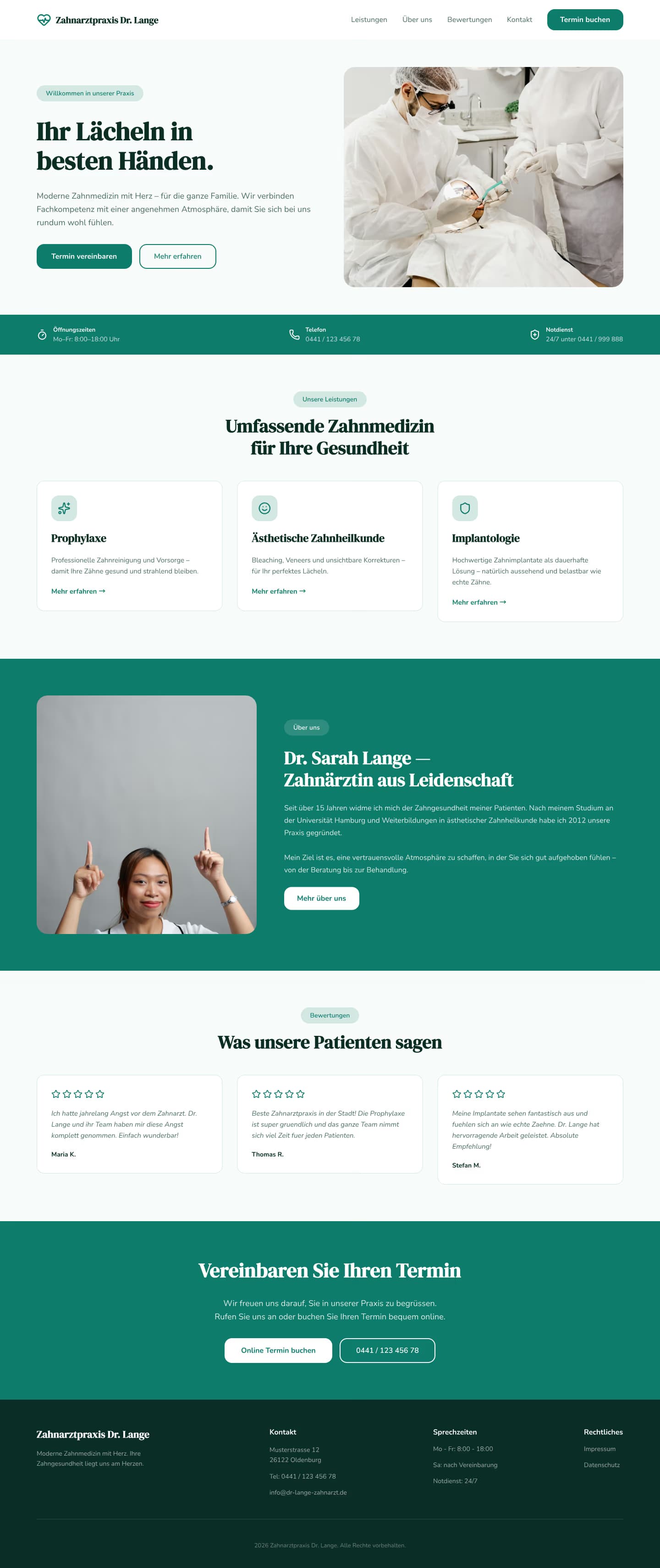Zahnärzte Website komplett