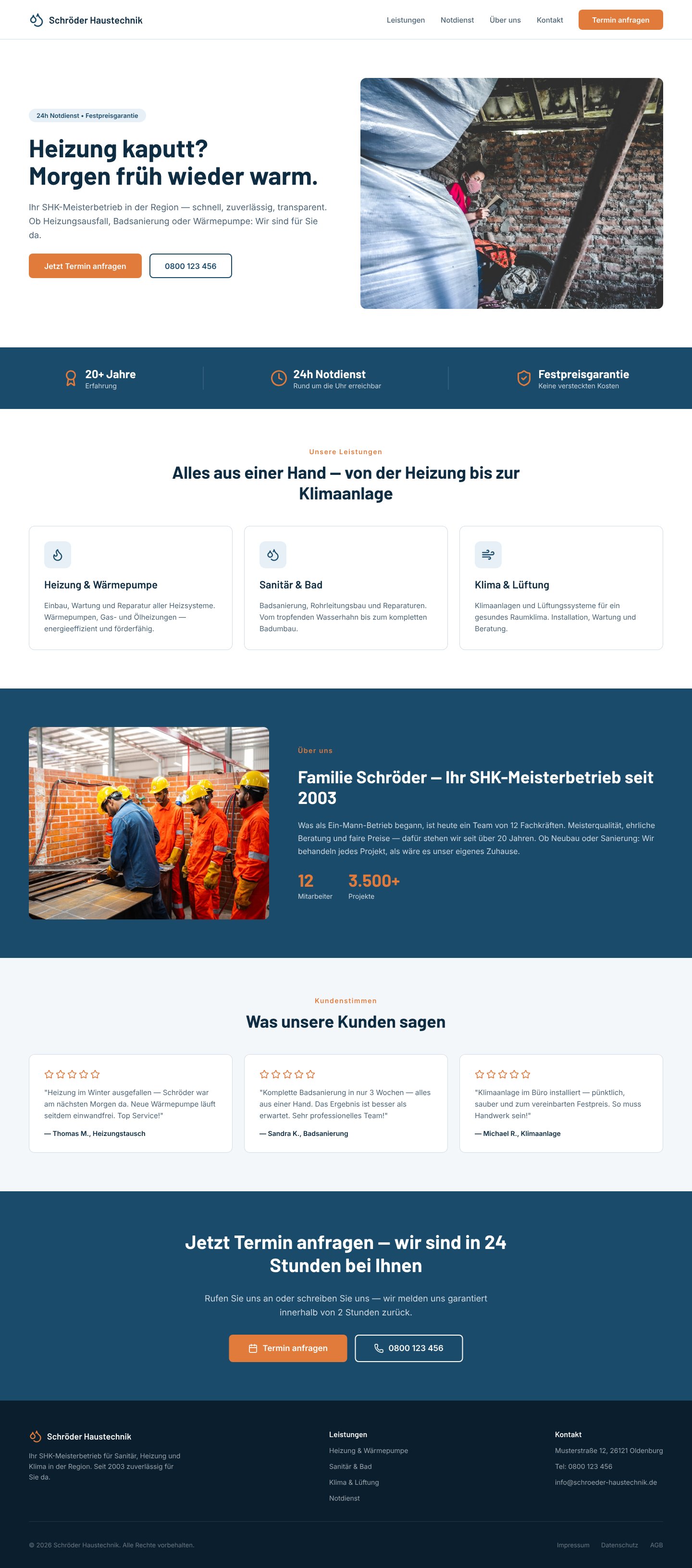 SHK-Betriebe Website komplett