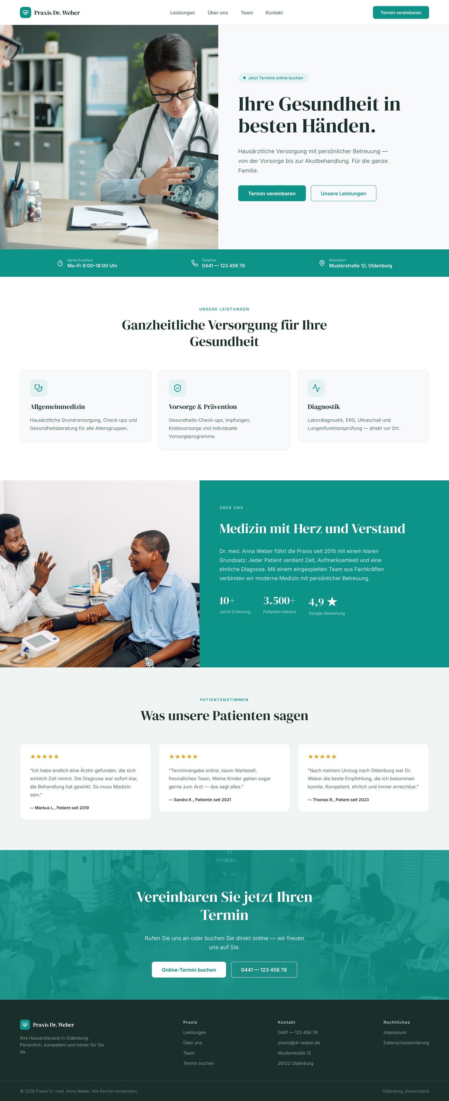 Arztpraxen Website komplett