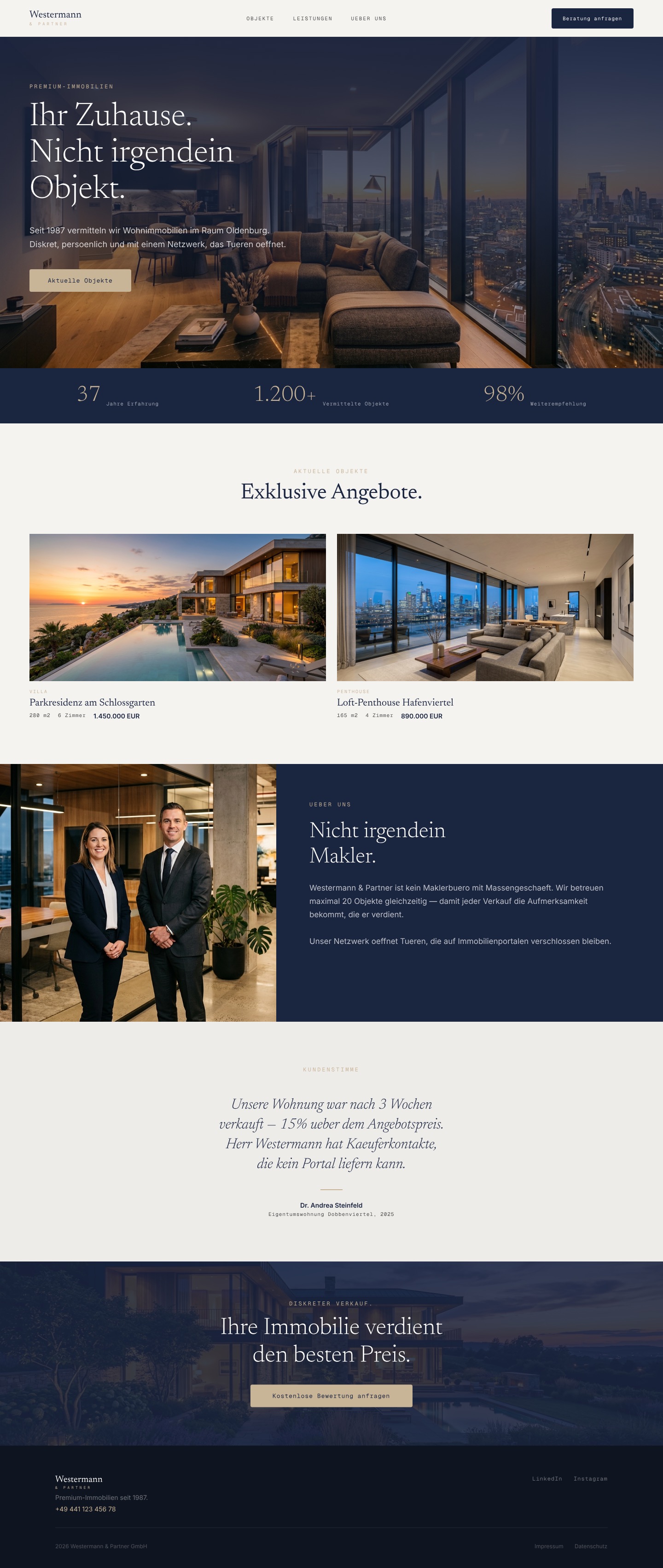 Immobilien Website komplett